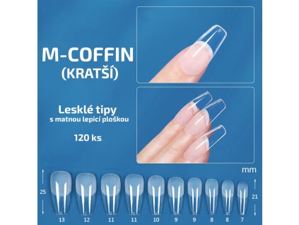 M-Coffin - lesklé tipy na nehty s matnou lepicí ploškou; 120 ks