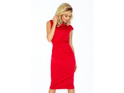 midi rovné červené šaty