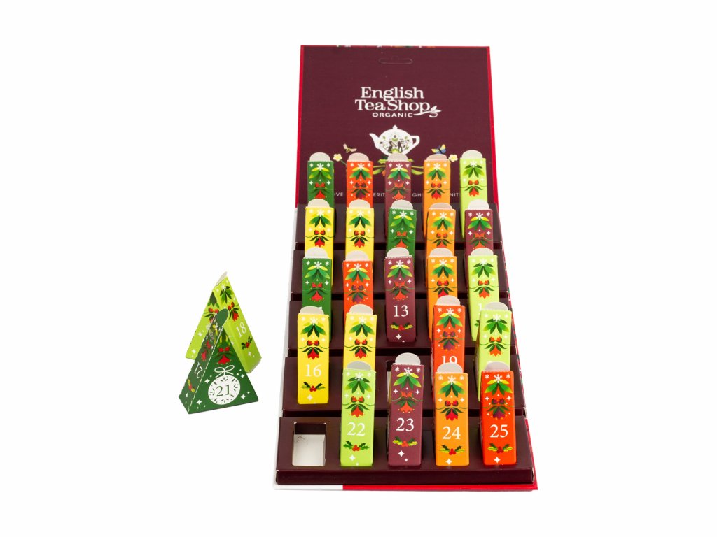 BIO Adventní kalendář Nástěnný Vánoční čaj, 25 pyramidek, English Tea Shop