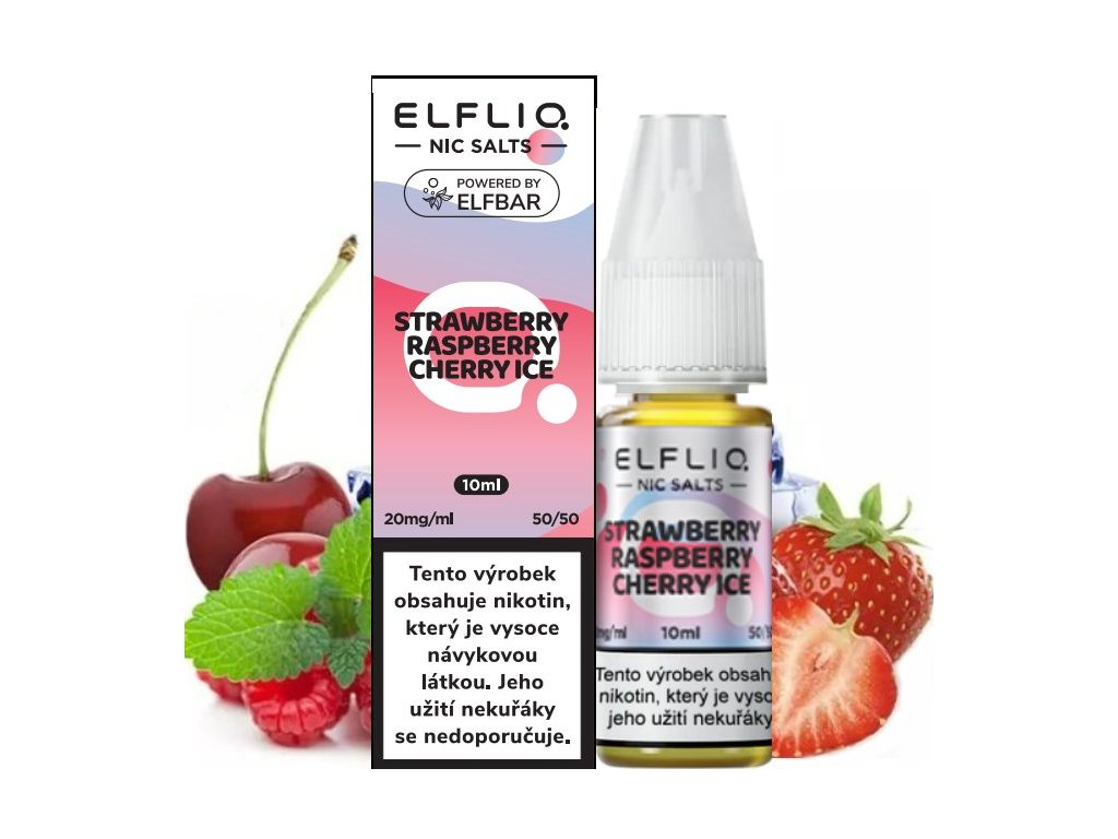 liquid elfliq nic salt strawberry raspberry cherry ice 10ml 20mg