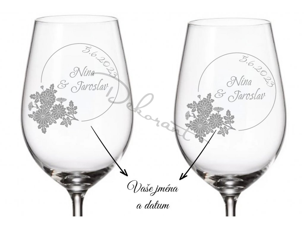 Svatební sklenice na bílé víno KRUH LIST 350 ML 2KS
