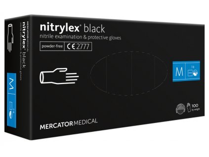 Vyšetřovací rukavice NITRYLEX BLACK černé, 100ks, nepudrované