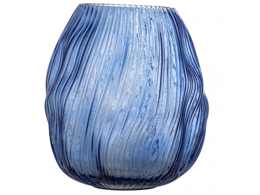 Modrá skleněná váza Bloomingville Leyla 22,5 cm