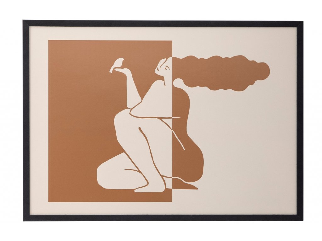 Béžovo-hnědý obraz Bloomingville Madelein 44 x 61 cm