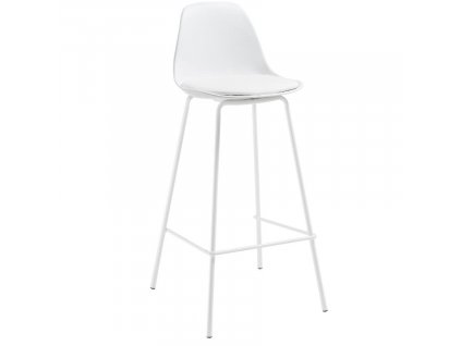 Bílá koženková barová židle Kave Home Brighter 65 cm