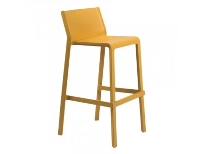 Hořčicově žlutá plastová barová židle Trill 76 cm