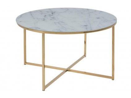Bílo-zlatý skleněný konferenční stolek Venice 80 cm