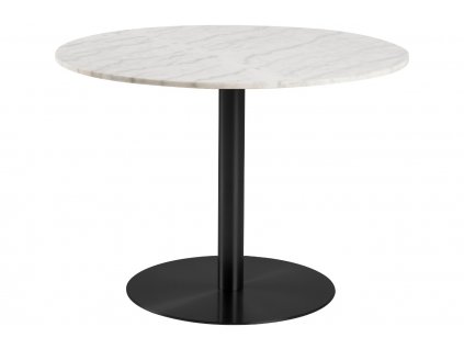 Bílý mramorový jídelní stůl Aron 105 cm s černou podnoží