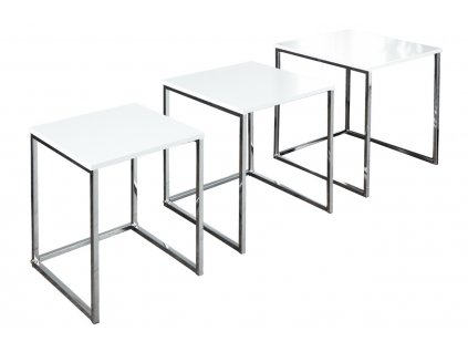 Set tří bílých konferenčních stolků Glam 40x40 cm