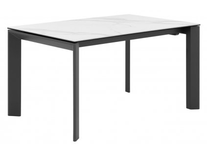 Bílý keramický rozkládací jídelní stůl Somcasa Tamara 160/240 x 90 cm s černou podnoží
