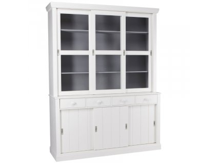 Bílá dřevěná vitrína Ariel 214 x 166 cm