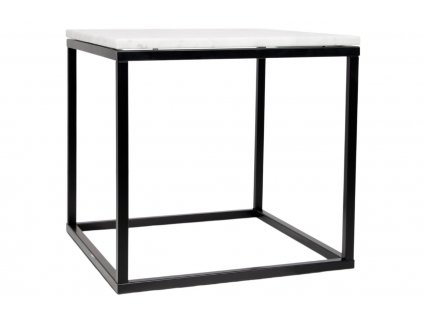 Bílý mramorový odkládací stolek TEMAHOME Prairire 50 x 50 cm s černou podnoží