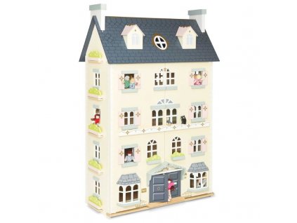 H152 Palace House Gold Pink Grey Blue Giant Deluxe Wooden Dolls House Family