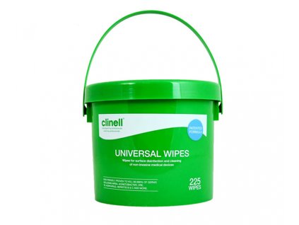 Clinell Universal Sanitising bezalkoholové dezinfekční ubrousky v kbelíku (225 ks)
