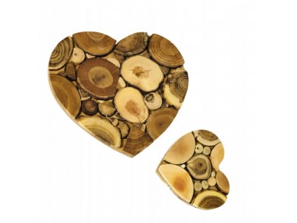 Podložky pod pohár 2ks v tvare srdca drevené
