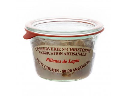 Zavařovací sklenice s Králičím rillettes - Masová pomazánka Conserverie St Christophe