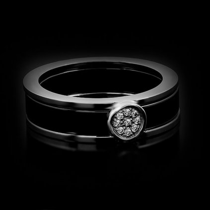 Dámský prsten v černém provedení ocel se šperkařskou keramikou | DG Šperky  + Doprava zdarma + Dárkové balení zdarma