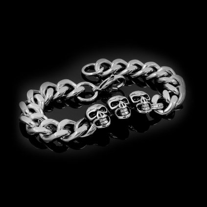 Pánský ocelový náramek s lebkami 3Skulls | DG Šperky  + Doprava zdarma + Dárkové balení zdarma