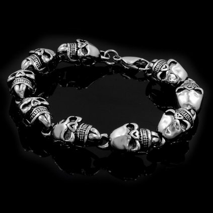 Pánský ocelový náramek Mors s lebkami | DG Šperky  + Doprava zdarma + Dárkové balení zdarma