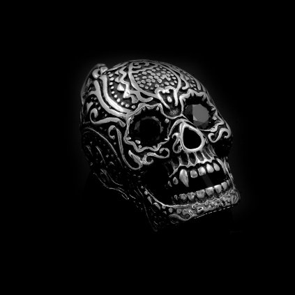 Velmi mohutný ocelový přívěsek lebka s ornamenty Los Muertos | DG Šperky  + Doprava zdarma + Dárkové balení zdarma