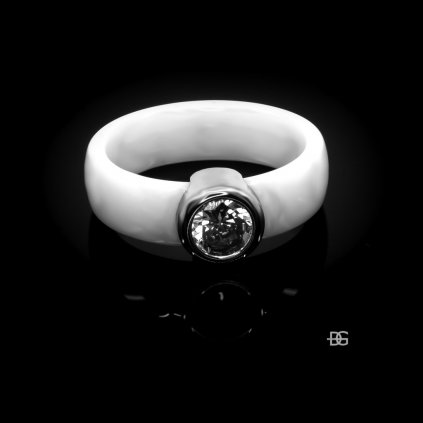 Dámský ocelový prsten Albase šperkařskou keramikou a zirkonem | DG Šperky  + Doprava zdarma + Dárkové balení zdarma