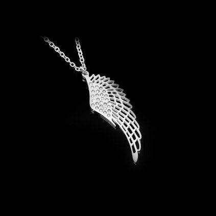 Dámský ocelový přívěsek andělské křídlo se zirkony | DG Šperky  + Doprava zdarma + Dárkové balení zdarma