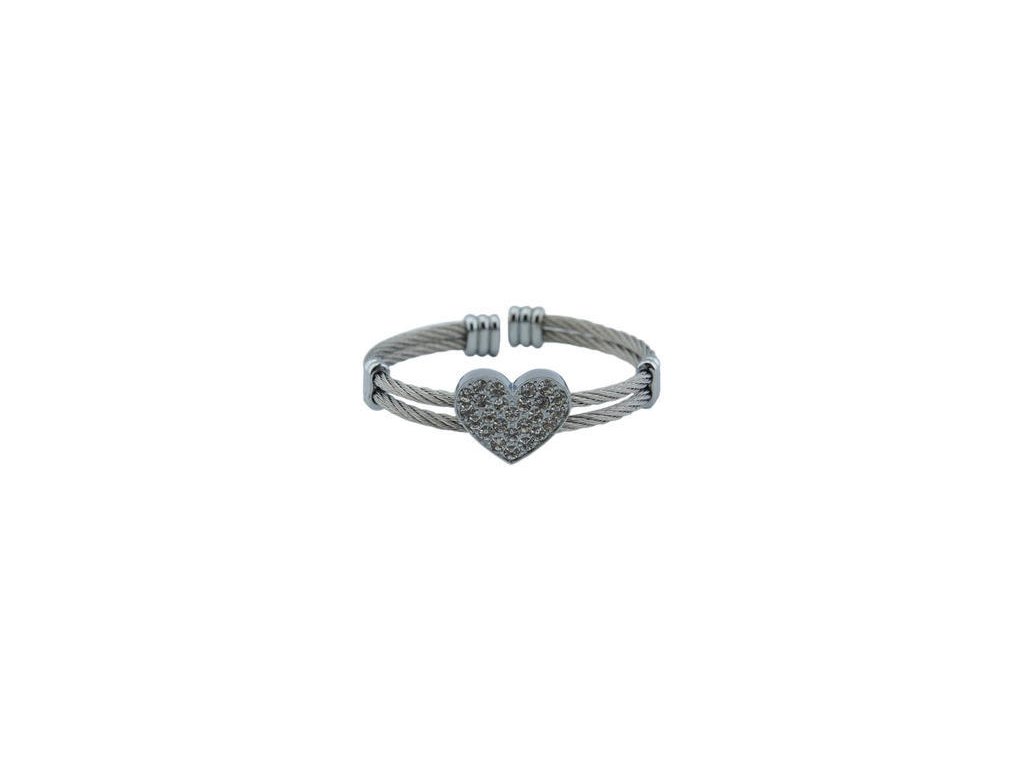 Náramek stříbrný s krystalovým srdcem L152