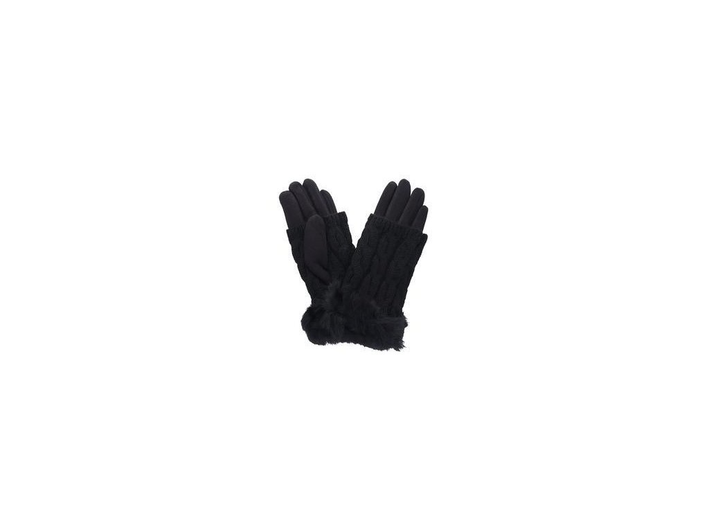 Dámské rukavice černé dvoudílné s kožešinou