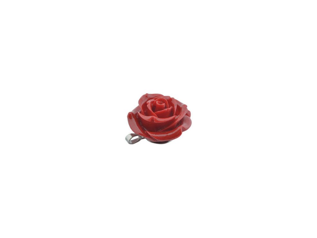 Prívesok  keramický kvet červený