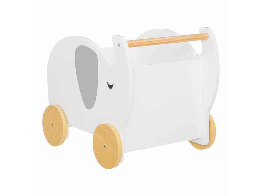 chariot enfant elephant bois blanc 35x39 cm