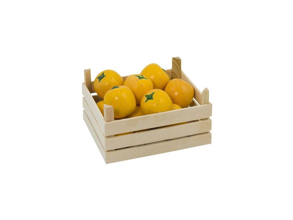 Pomeranče v dřevěné přepravce, 10 ks