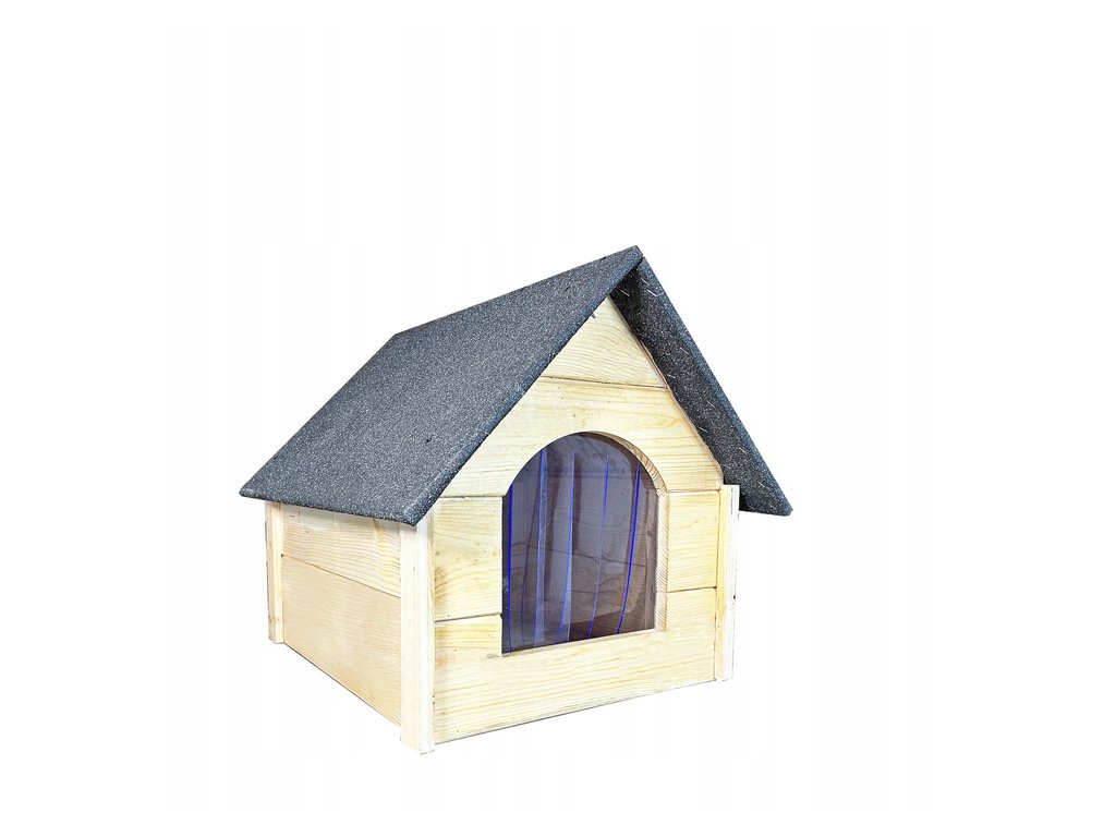 Dřevěná bouda pro psa Trend M, zateplená, přírodní 49 cm x 49 cm x 62 cm (1)