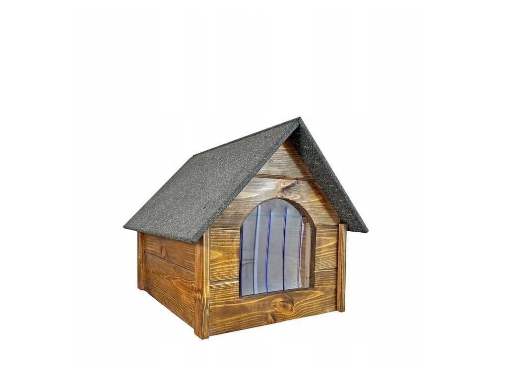 Dřevěná bouda pro psa Trend M, zateplená, impregnovaná tmavá 49 cm x 49 cm x 62 cm (1)