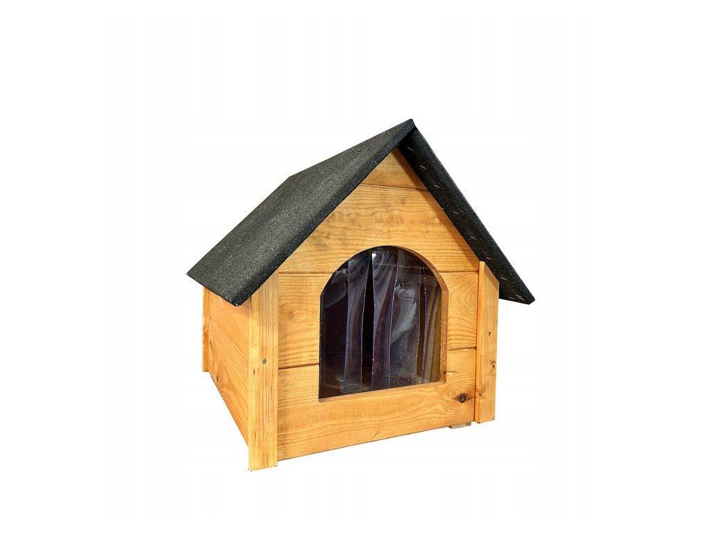 Dřevěná bouda pro psa Trend M, zateplená, impregnovaná světlá 49 cm x 49 cm x 62 cm (2)