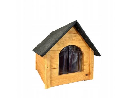 Dřevěná bouda pro psa Trend M, zateplená, impregnovaná světlá 49 cm x 49 cm x 62 cm (2)