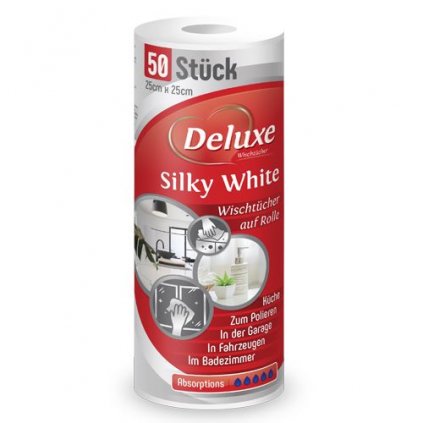 Deluxe Silky White 50ks 25cm x 25cm opakovaně použitelné utěrky červené 4260504880249