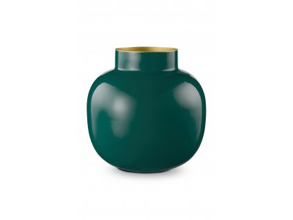 HOME DECO, Váza kovová, Round Dark Green, 25 cm