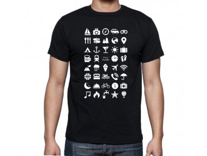 Cestovní tričko s ikonami (L - černé)