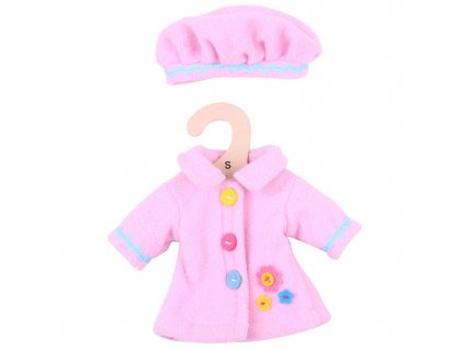 Bigjigs Toys Růžový kabátek s knoflíky pro panenku 28 cm