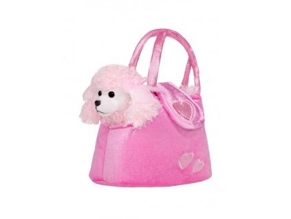 Dětská plyšová hračka PlayTo Pejsek v kabelce - růžová