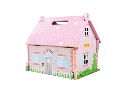 Bigjigs Toys Přenosný dřevěný domeček pro panenky  + Dárek zdarma