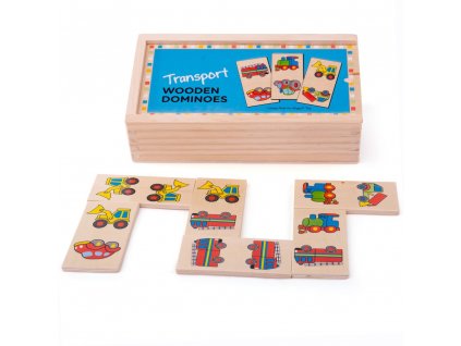 Bigjigs Toys Dřevěné domino dopravní prostředky