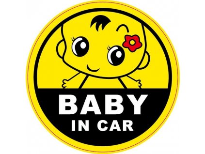 Nálepka na auto - Baby in car - miminko s kytičkou na hlavě