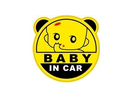 Nálepka na auto - Baby in car - kulatá s ušima