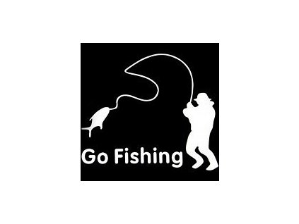 Nálepka na auto - Go Fishing (Bílá)