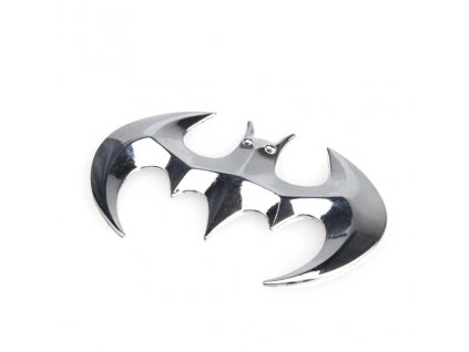 Nálepka na auto - 3D znak Batman - stříbrná