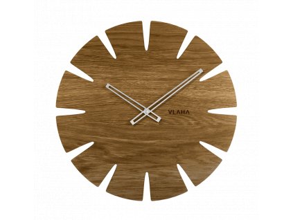 Velké dubové hodiny VLAHA ORIGINAL vyrobené v Čechách se stříbrnými ručkami  + Dárek zdarma