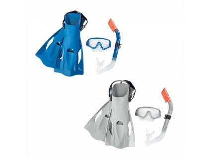 Šnorchlovací set MERIDIAN- ploutve, brýle, šnorchl (šedý/modrý)
