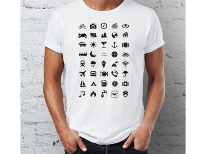 Cestovní tričko s ikonami (L - bílé)