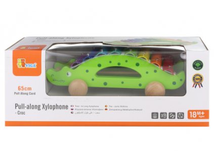 Dřevěný tahací xylofon - krokodýl